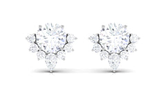 1.50 CT Certified Moissanite Classic Stud Earrings with Half Halo