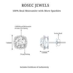 2.25 CT Round Shape Moissanite Stud Earrings with Halo