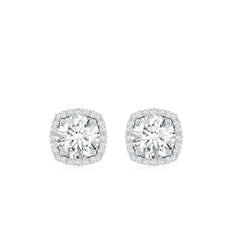 2.25 CT Round Shape Moissanite Stud Earrings with Halo