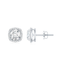 2.25 CT Round Shape Moissanite Stud Earrings with Halo