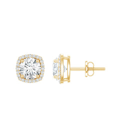 2.25 CT Round Shape Moissanite Stud Earrings with Halo