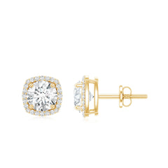 2.25 CT Round Shape Moissanite Stud Earrings with Halo