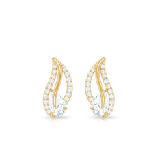 Certified Moissanite Leaf Stud Earrings with Screw Back