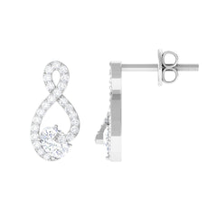 Certified Moissanite Infinity Stud Earrings with Screw Back