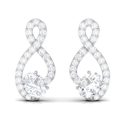 Certified Moissanite Infinity Stud Earrings with Screw Back