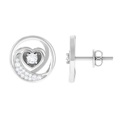 Certified Moissanite Heart Stud Earrings for Women