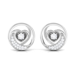 Certified Moissanite Heart Stud Earrings for Women