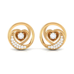 Certified Moissanite Heart Stud Earrings for Women