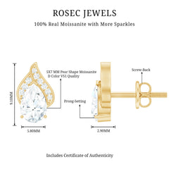 Classic 1.5 Carat Moissanite Stud Earrings with Screw Back