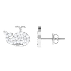 Cute Moissanite Fish Earrings with Screw Back