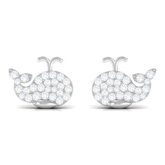 Cute Moissanite Fish Earrings with Screw Back