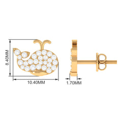 Cute Moissanite Fish Earrings with Screw Back
