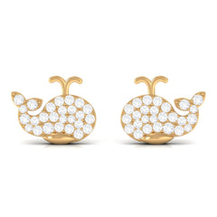 Cute Moissanite Fish Earrings with Screw Back