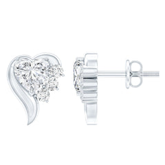 1 Carat Moissanite Heart Stud Earrings in Sterling Silver