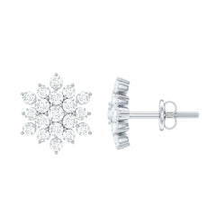 Certified Moissanite Cluster Stud Earrings for Women