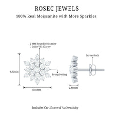 Certified Moissanite Cluster Stud Earrings for Women