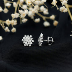Certified Moissanite Cluster Stud Earrings for Women