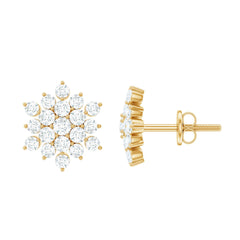 Certified Moissanite Cluster Stud Earrings for Women