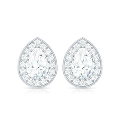 Certified Pear Shape Moissanite Teardrop Earrings with Halo