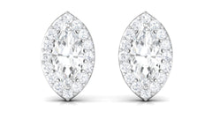 Certified Marquise Moissanite Stud Earrings with Halo