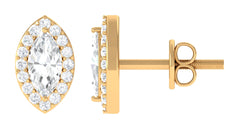 Certified Marquise Moissanite Stud Earrings with Halo