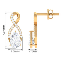 Infinity Stud Earrings with 0.7 Carat Pear Shape Moissanite for Women
