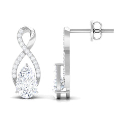 Infinity Stud Earrings with 0.7 Carat Pear Shape Moissanite for Women