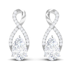Infinity Stud Earrings with 0.7 Carat Pear Shape Moissanite for Women