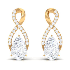 Infinity Stud Earrings with 0.7 Carat Pear Shape Moissanite for Women