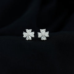 Certified Heart Shape Moissanite Flower Stud Earrings