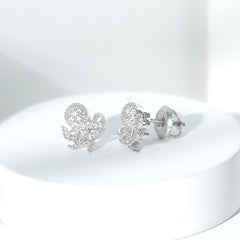 Real Diamond Octopus Stud Earrings for Women