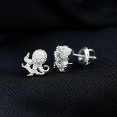 Real Diamond Octopus Stud Earrings for Women