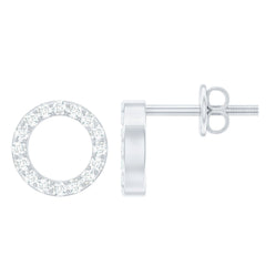Round Cut Moissanite Eternity Stud Earrings with Screw Back