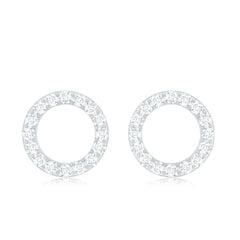 Round Cut Moissanite Eternity Stud Earrings with Screw Back