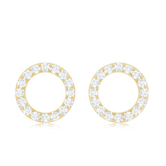 Round Cut Moissanite Eternity Stud Earrings with Screw Back