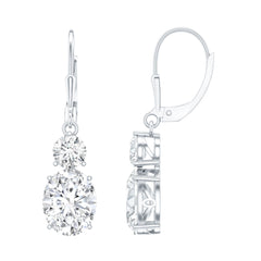 Certified 7 Carat Moissanite Hoop Drop Earrings in Silver
