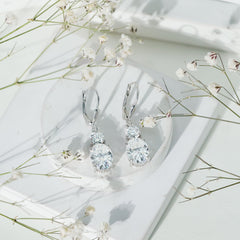 Certified 7 Carat Moissanite Hoop Drop Earrings in Silver
