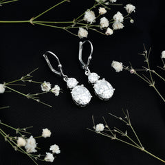 Certified 7 Carat Moissanite Hoop Drop Earrings in Silver
