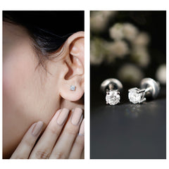 Round Moissanite Solitaire Stud Earrings in Prong Setting