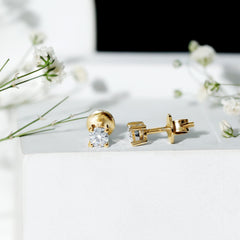 Round Moissanite Solitaire Stud Earrings in Prong Setting