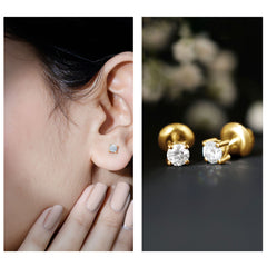 Round Moissanite Solitaire Stud Earrings in Prong Setting