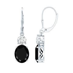 8 Carat Oval Lab Grown Black Diamond Drop Earrings in Silver