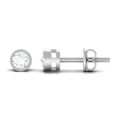 Natural Diamond Round Solitaire Stud Earrings in Bezel Setting