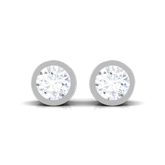 Natural Diamond Round Solitaire Stud Earrings in Bezel Setting