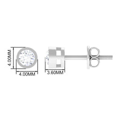 Natural Diamond Round Solitaire Stud Earrings in Bezel Setting