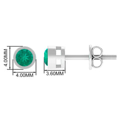 Dainty Emerald Bezel Set Solitaire Stud Earrings