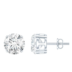 4 Carat Round Cubic Zirconia Stud Earrings in Silver