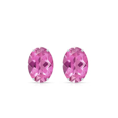 Real 2 Carat Oval Pink Tourmaline Stud Earrings with Diamond