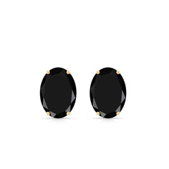 Natural 6X8mm Oval Black Onyx Earrings with Diamond