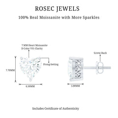 Certified 3 Carat Moissanite Heart Earrings For Women